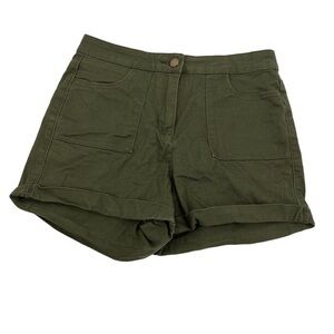 Papaya Denim Green Cuffed Hem Front Pocket Shorts Size 10 Women's
